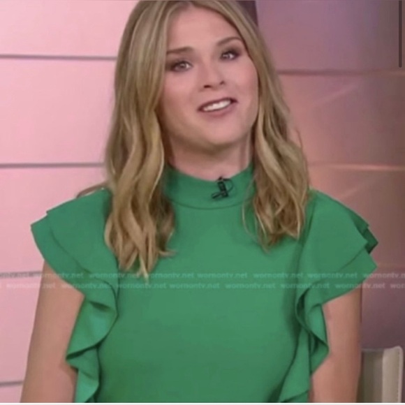 Kate Spade Emerald Green Satin Crepe Flutter Sleeve Shift Dress Size 00 XS $398 - Picture 14 of 15